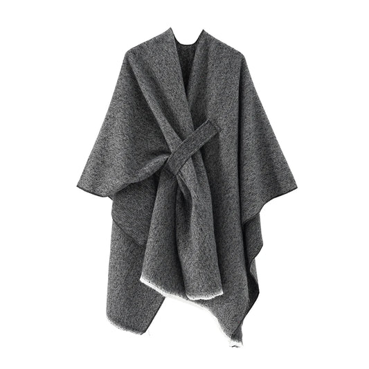 Women Cashmere Shawl Coat Lady Winter Cape With Band Spring Autumn Cardigan Classic Cloak Soft